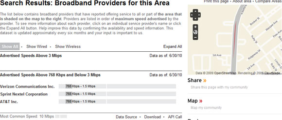 Broadband Providers Map